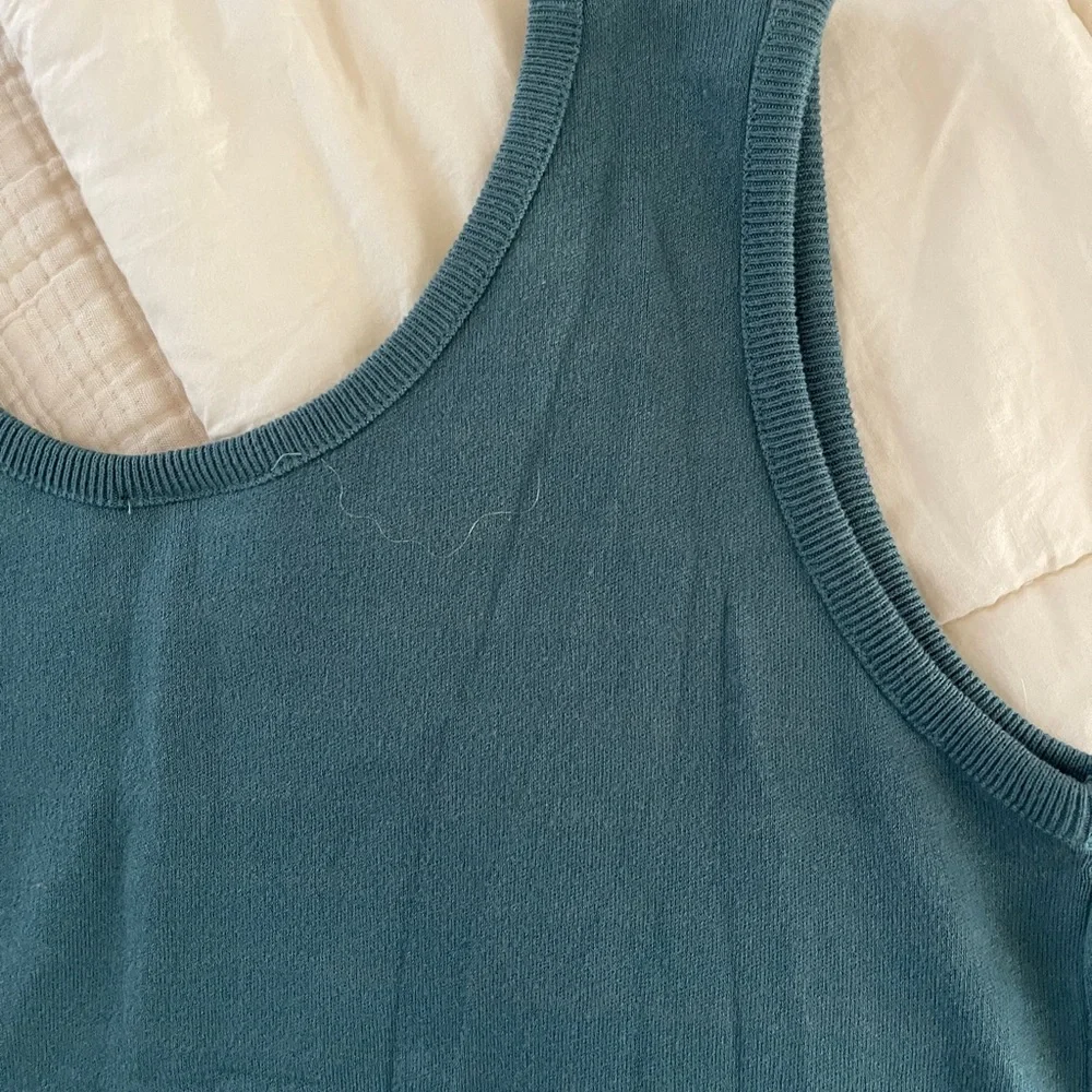 Eileen Fisher Women's 100% cotton tank Top green blue basic classic 90s size 1 - Picture 11 of 11